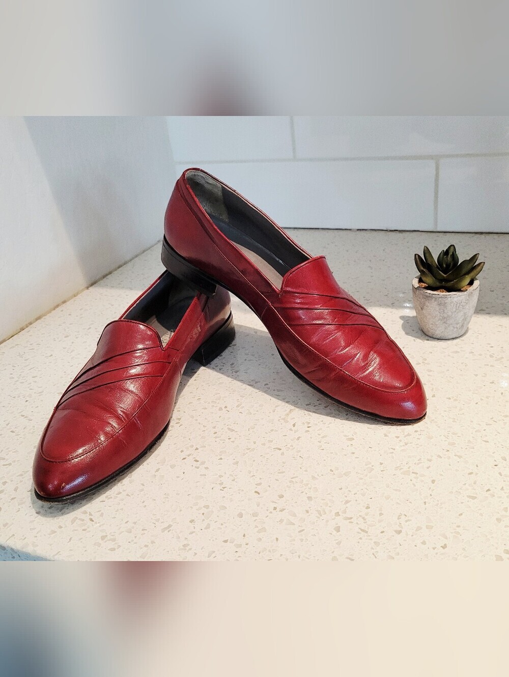 VTG (60s) Florsheim Womens Red Leather Loafers Made In Spain | Size 10.5